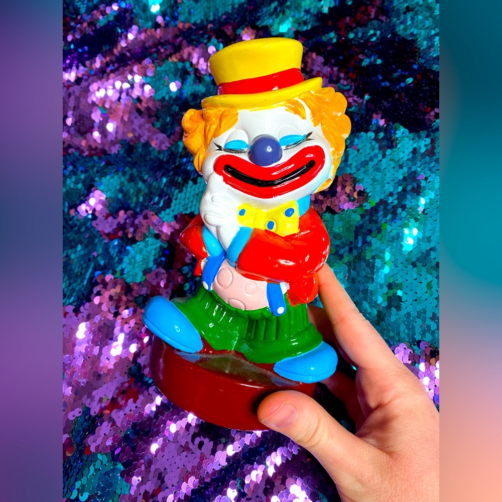 Vintage plastic clown bank figurine